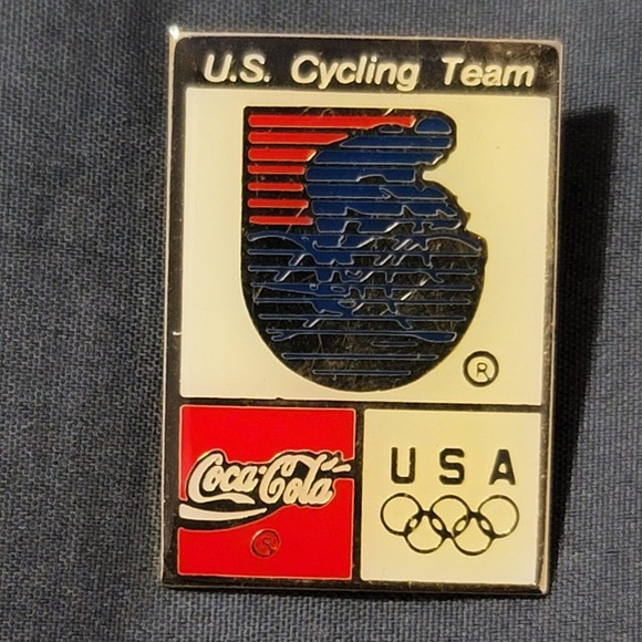 Vtg 1992 Coca-Cola Barcelona Olympics USA Cycling Team Lapel Pin - Picture 1 of 4